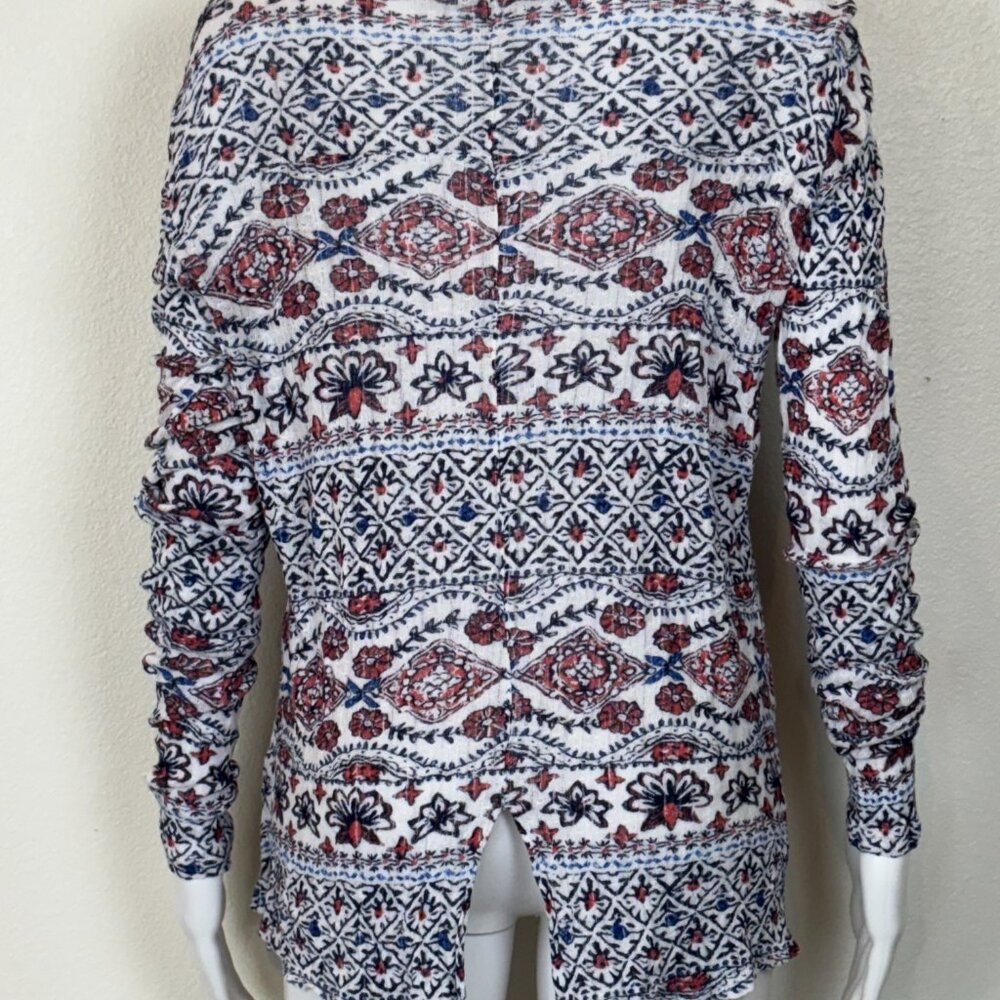 Lucky Brand Women's L Knit Top Floral Print High-Low Turtleneck‎ Split Back Boho - Picture 7 of 16